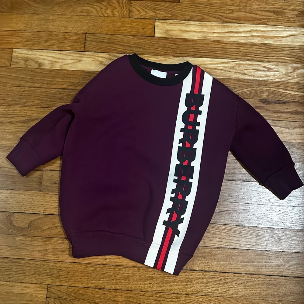 Burberry Purple Kids Sweater with Red and White Accents